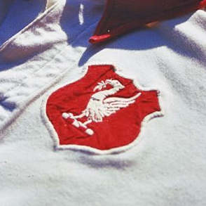 Uproszczona konstrukcja z jednym logo Liverbird dla Liverpoolu